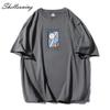 Shellsuning Oversized bavlněná trička s grafikou Muži Léto Měkké Trička s krátkým rukávem Dámská Móda Univerzální pulovry Dámské
