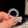 Luxury Shiny Blue Zircon Rings For Women Girls Exquisite Rhinestone Splicing Knot Knuckle Ring Bride Wedding Party Jewelry Gift