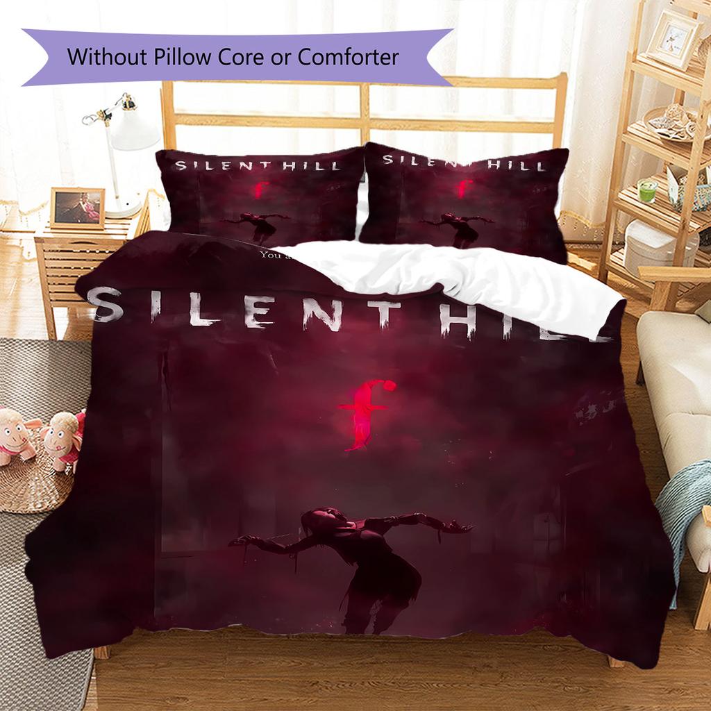 Set Copripiumino Trapuntato Pattern Silent Hill Copripiumino Federa Decorazione per la Casa Regalo di Compleanno (1 * copripiumino + 2 * federa, senza nucleo)