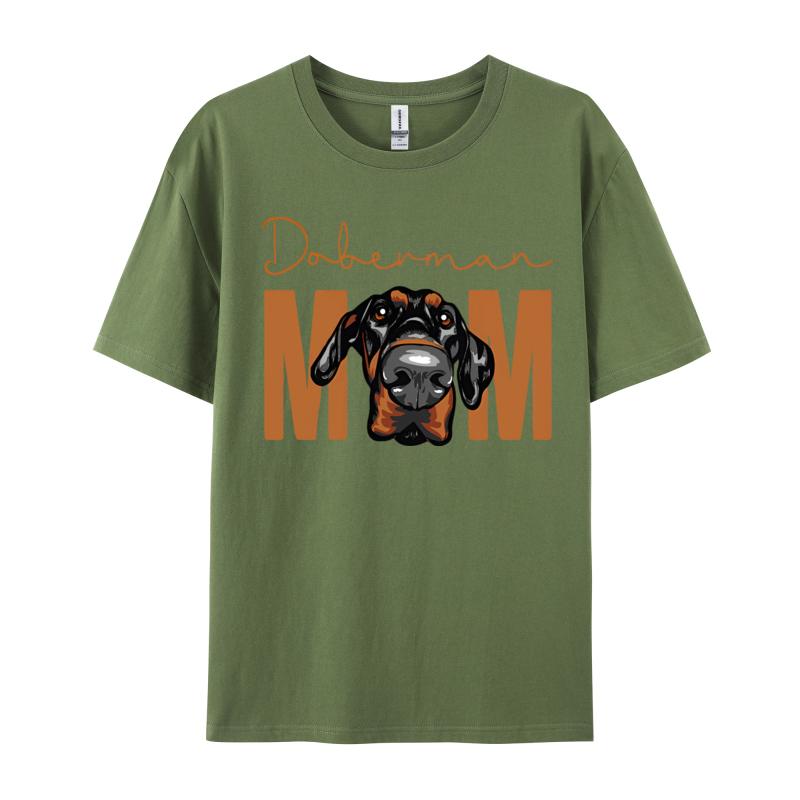 

Doberman Mom TShirt Cotton Men T Shirts England Style Tops Tees Retro Printed Tees Leisure Clothing Shirt 4XL