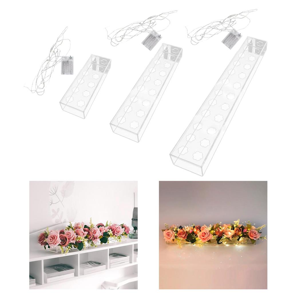 Rectangle Flower Vase Clear Acrylic Long Modern for Living Room Desktop