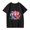 Girls' Round Neck Short Sleeves Christmas Witch  Group Print Casual Short Sleeves