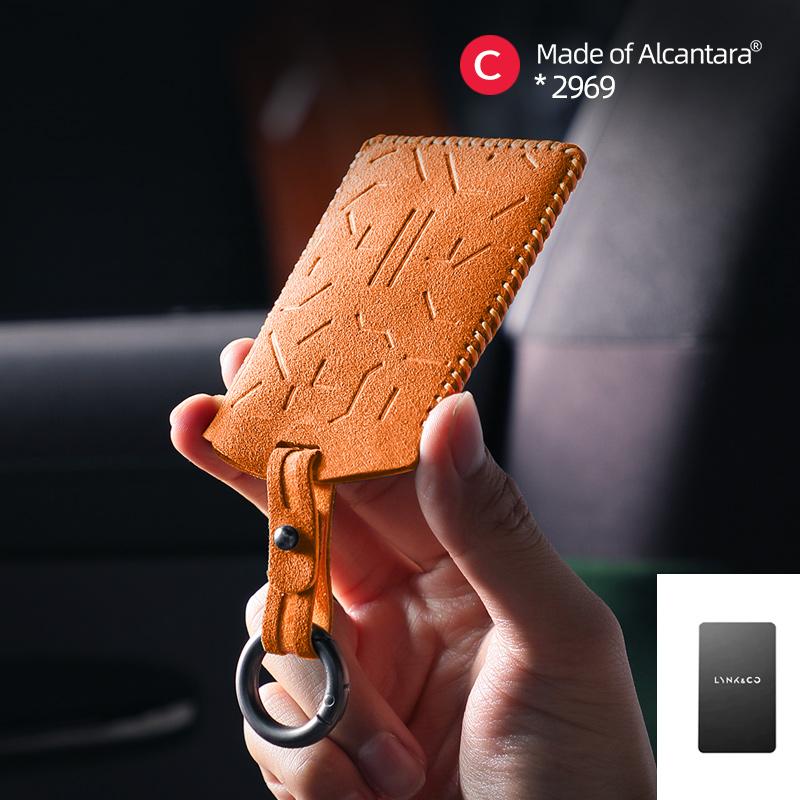 Interior Mouldings Alcantara For LYNK & CO 08 Car Key Case Suede Leather Keychain Auto Accessories Smart Remote Protector Card C