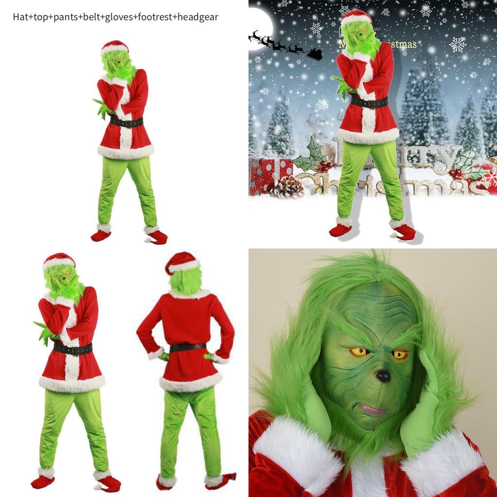 Halloween And Christmas Grinch Stole Christ Cosplay Costume Accessory Set For Halloween Adults Fantasy Event
