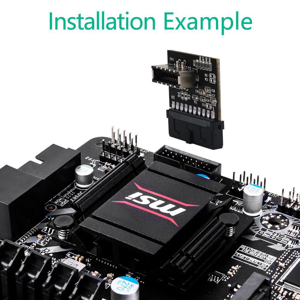 USB 3.0 19-Pin to Type-E Motherboard Front Panel USB-C Adapter Card