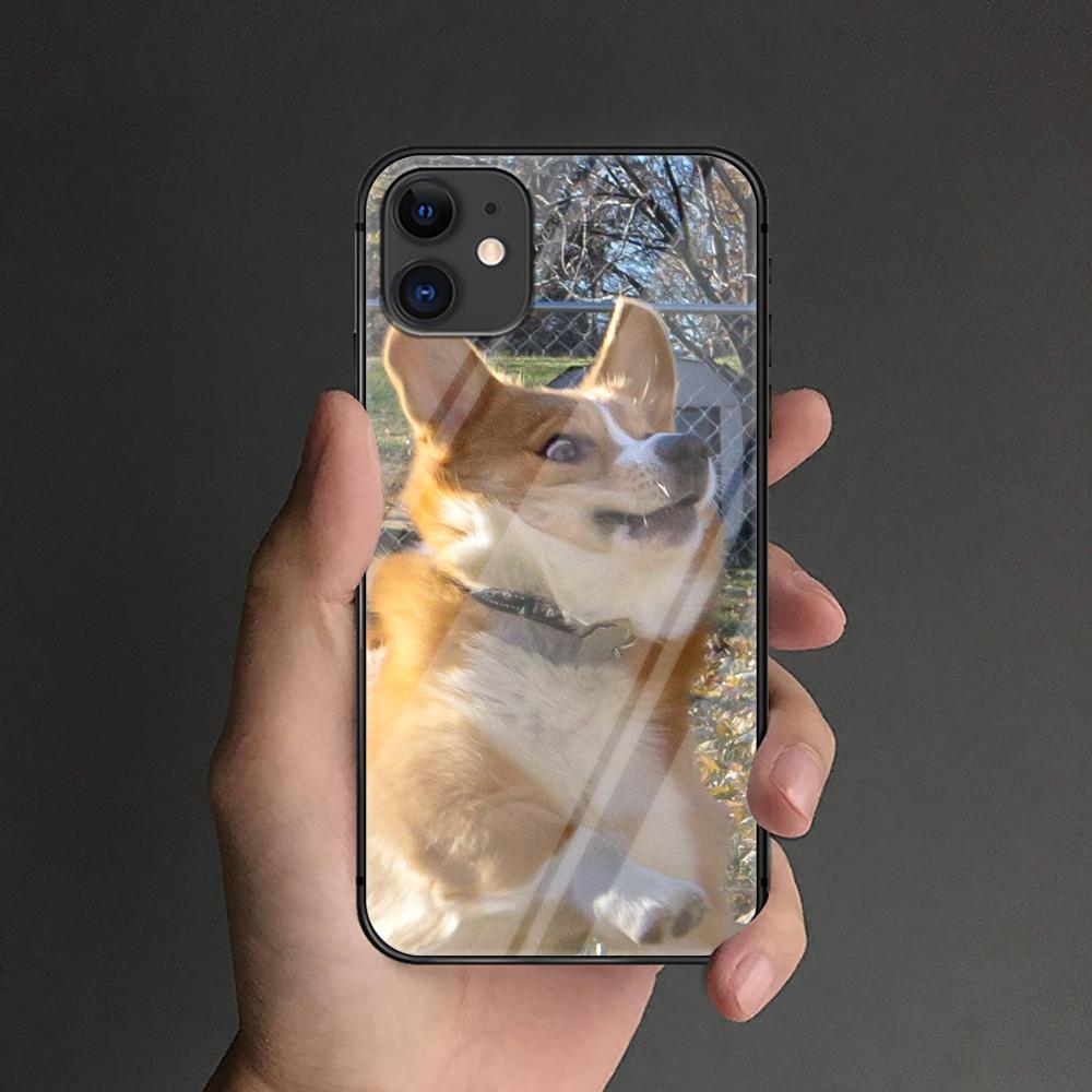 Custodia in vetro temperato a forma di cane Corgi per iPhone, Samsung Galaxy OnePlus, Oppo, Xiaomi Redmi Note 7, 8, 9, 10, 11, 12, 13, 14, 20, 21, 22, 53 Pro Max Plus Ultra