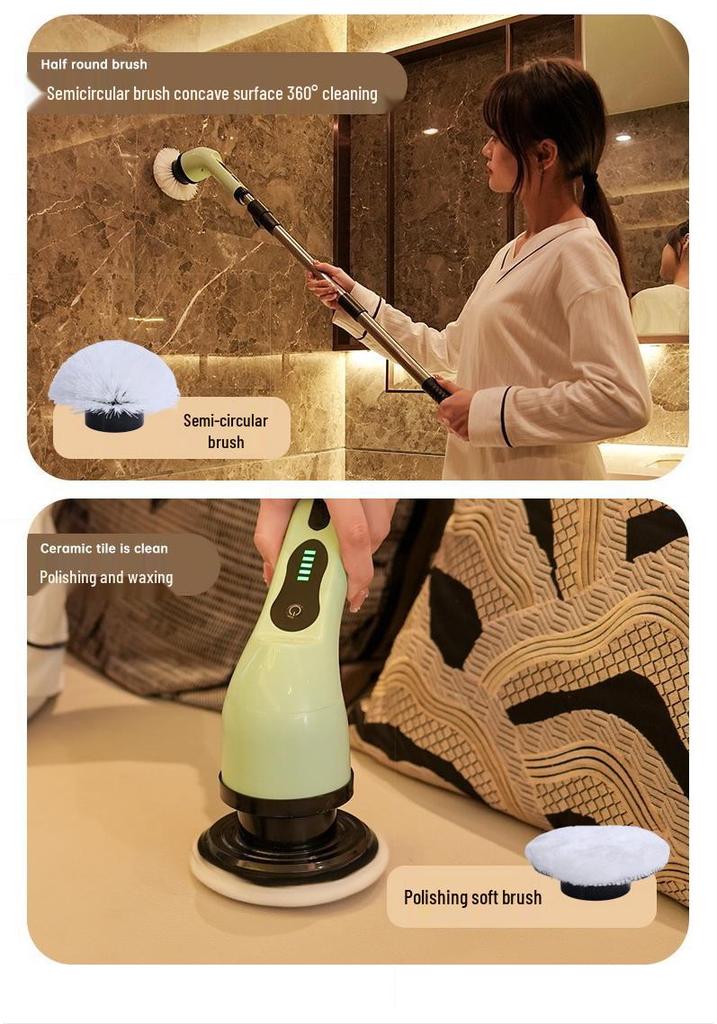 9-in-1 Multi-Functional Electric Cleaning Brush for Kitchen & Bathroom with Long Handle & Handheld Options