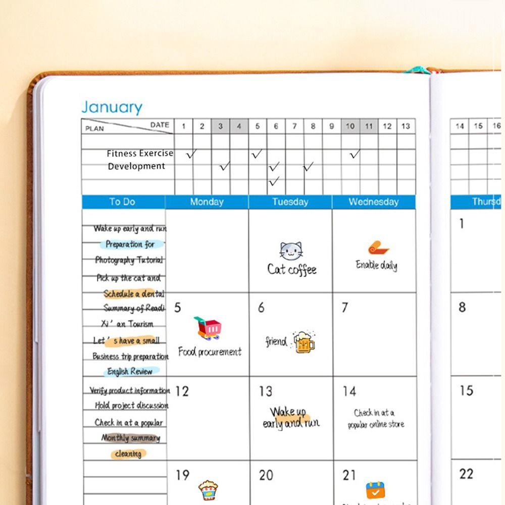 12 Months 2026 Schedule Planner Notepad English 365 Days Efficiency Notebook Student