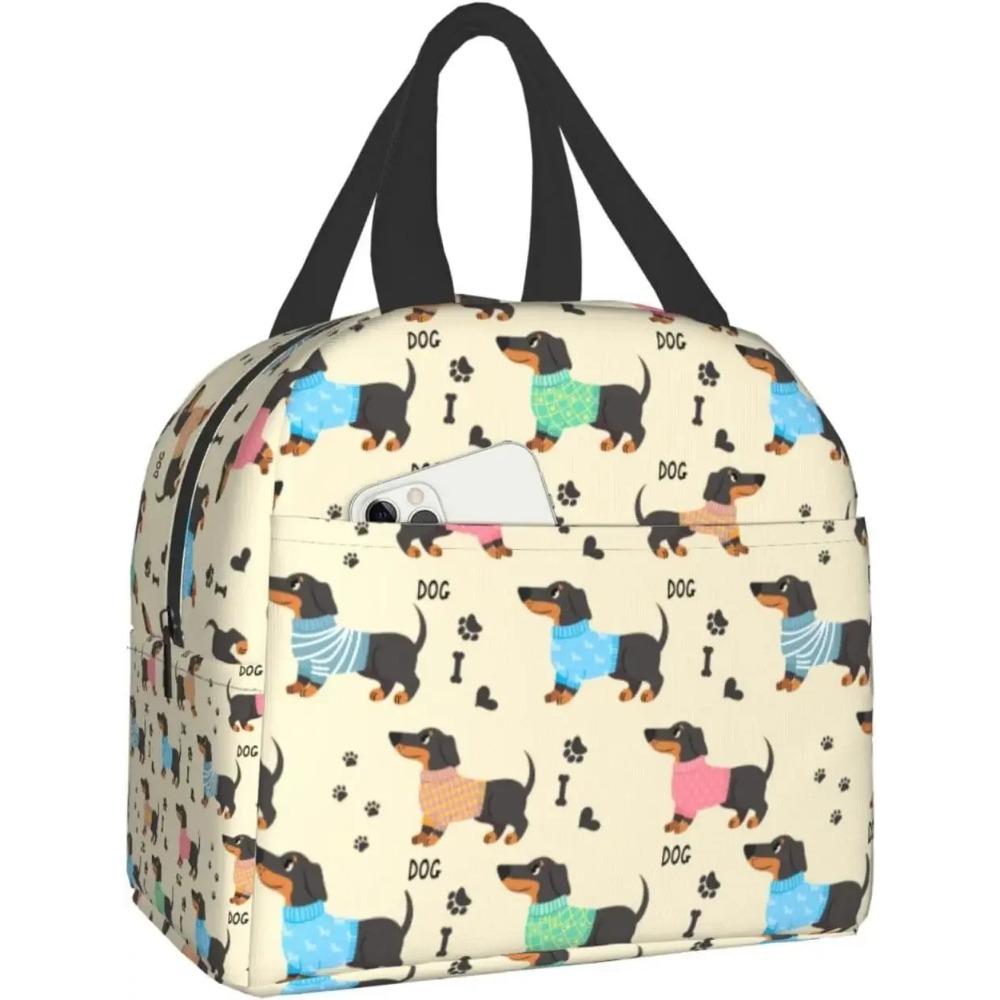 Xmas Cute Dachshund Dog Lover Animal Lunch Bag Small for Men Women Kids Outdoor Picnic Work School Lunch Box Bag Insulated Gift