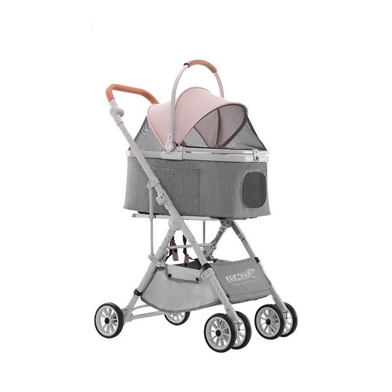 Detachable Pet Stroller Carrier for Dogs Cats Baby Stroller Dog Pull Cart Double Layer Lightweight Four Wheel Shock Absorption