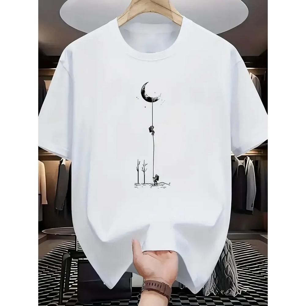 Men s Fashion T-shirt Minimalist Pattern Printed Men s T-shirt Top XS белый