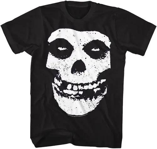 New Fashion Misfits Punk Style Tshirt Retro Street Skull Pattern Unisexs Tshirt