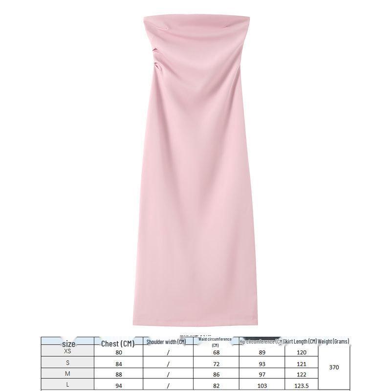 2024 European and American Fashion Black Silk Satin Midi Dress - Round Neck Sleeveless Design