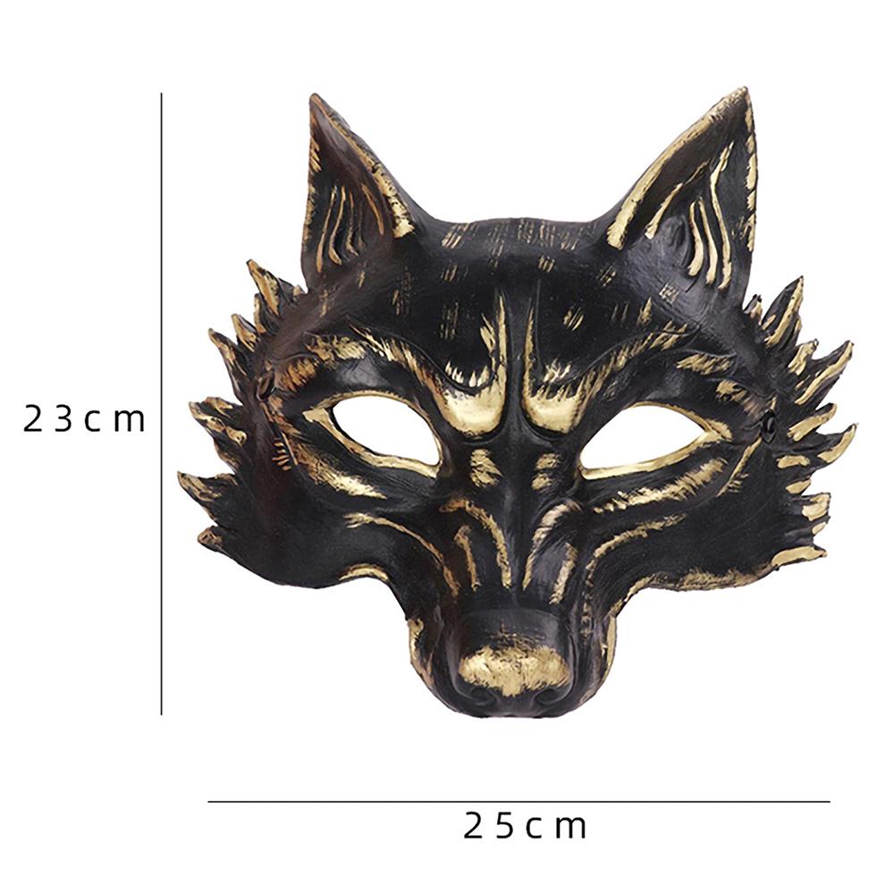 Wolf Face Mask Collection Black Gold Stroke Half Face Mask Halloween Cosplay Animal Makeup Party Devil Props Party Supplies