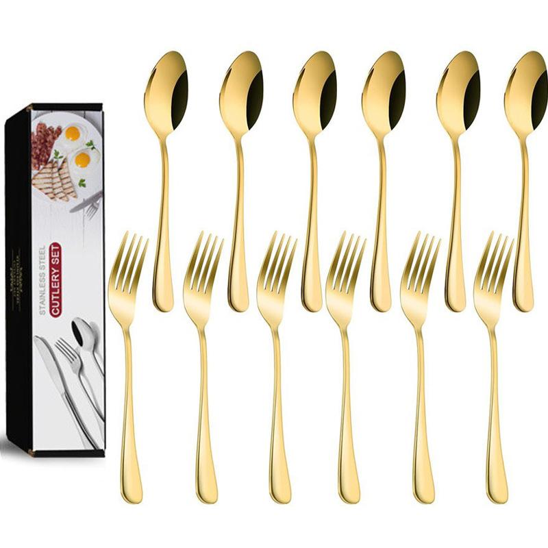 Набор элегантных европейских столовых приборов из нержавеющей стали, 12 шт., набор ложек и вилок