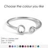 EMANCO Birthstone Initial Custom Ring Open End Ring Stainless Steel Name Custom Jewelry Women's Ring
