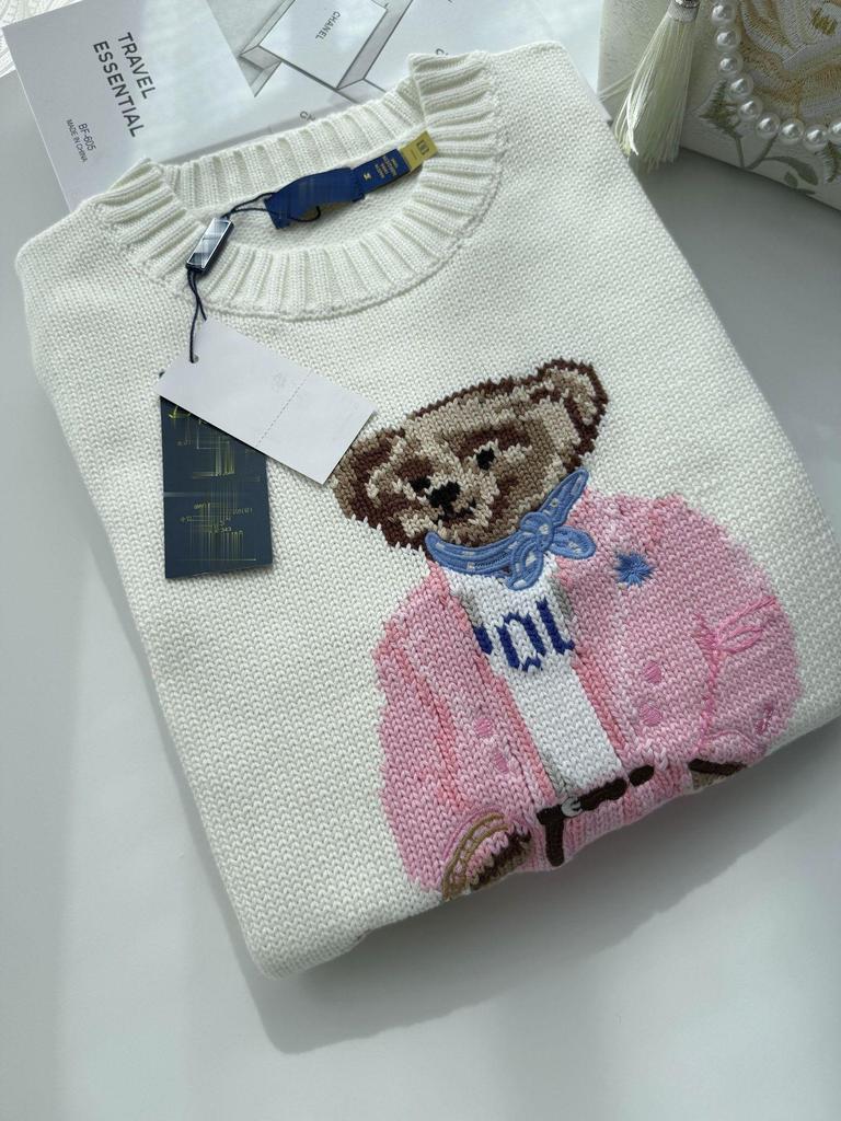 Little Bear Embroidered Cotton Knit Sweater - Women's Autumn/Winter 2025 Collection