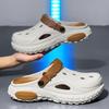 Mens Slide Shoes Pu Hole Mens Mules Anti-Skid Slide Shoes Thick Soft Platform Slide Stylish Plush Comfort Mens Sandal Shoes Summertime Shoes