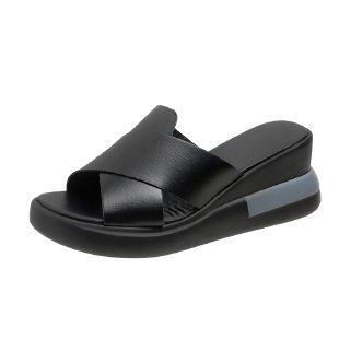 Women’s Platform Wedge Sandals, Peep Toe Soft Pu Leather High Heel Sandals, Comfortable Height Increasing Summer Shoes