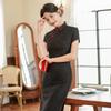 National style improvement 1011 summer new cheongsam lace dress women slim retro temperament daily performance clothes
