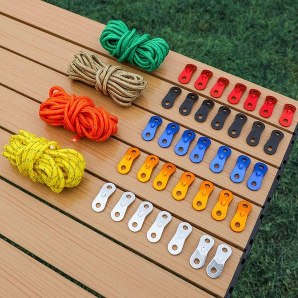 4mm Outdoor Tent Guyline Ropes Aluminum Alloy with 2 Holes Adjuster Tensioner Adjustment Buckles 4M Length