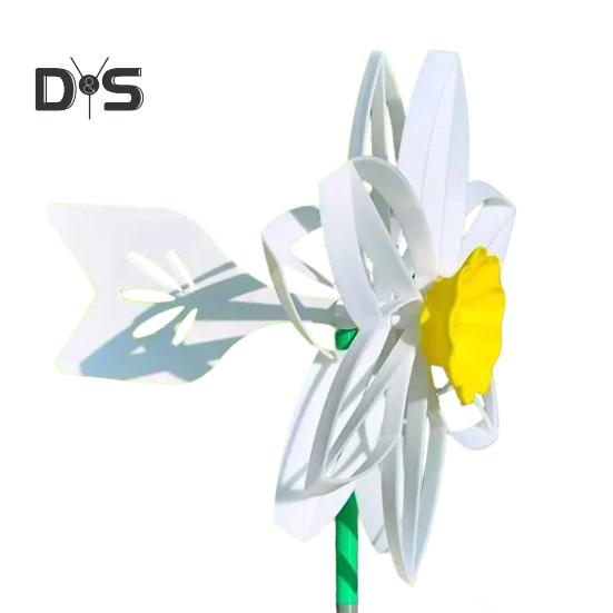 

Саморегулирующаяся ветряная турбина Подсолнух Нарцисс Вертушка Ветряная мельница Уличный металлический цветок Ветряная мельница для сада и двора Художественное украшение A