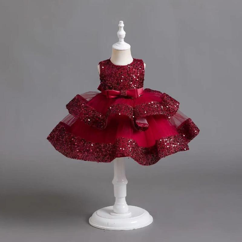 Mädchen Pailletten Prinzessinnenkleid Kinder Geburtstagsparty Formelles Auftrittskleid