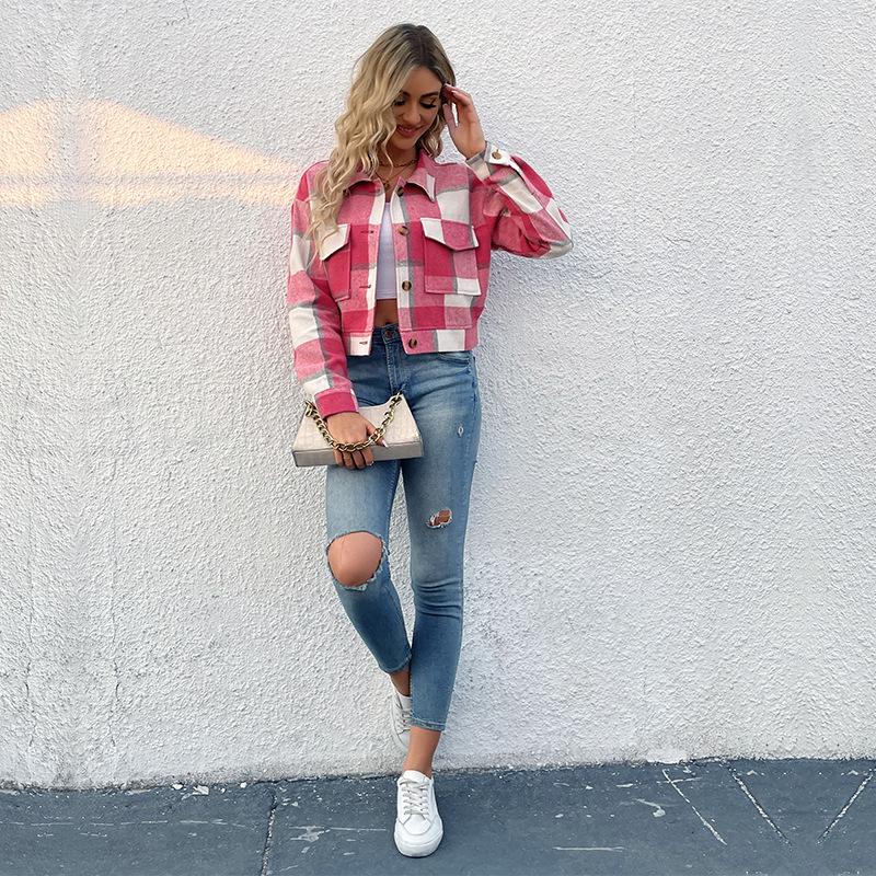 Women's 2024 Autumn Plaid Cardigan Shirt Jacket - European & American Retro Style