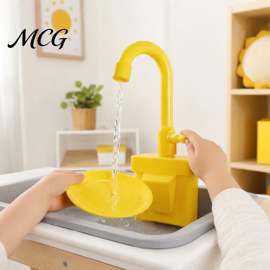 Electric Water Circulation Faucet Pretend Play Sink Toy Replacement, Realistic Running for Kids Kitchen, Dishwasher Safe Role Imaginative Accessory