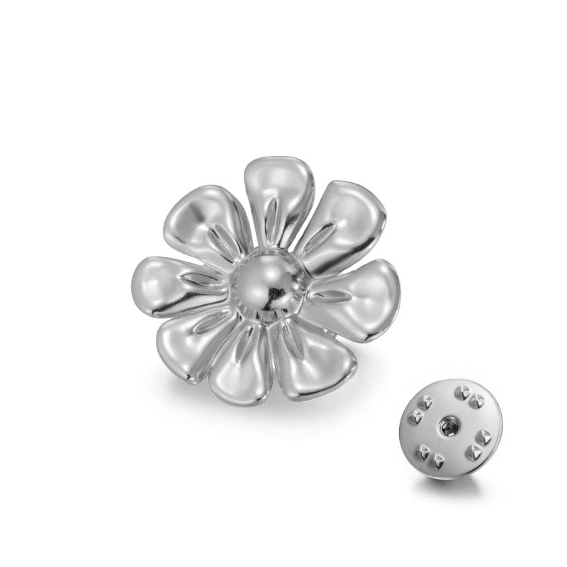 Womens Jewelry Four Petal Flower Brooch French Style Stainless Steel Gold Color Trendy Pin for Wedding Office Gift