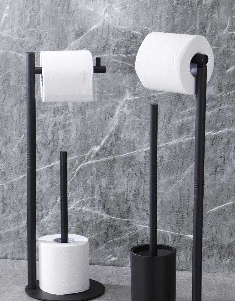 Cross-Border Vertical Bathroom Toilet Paper & Brush Holder - Multifunctional Floor-Standing Roll Organizer