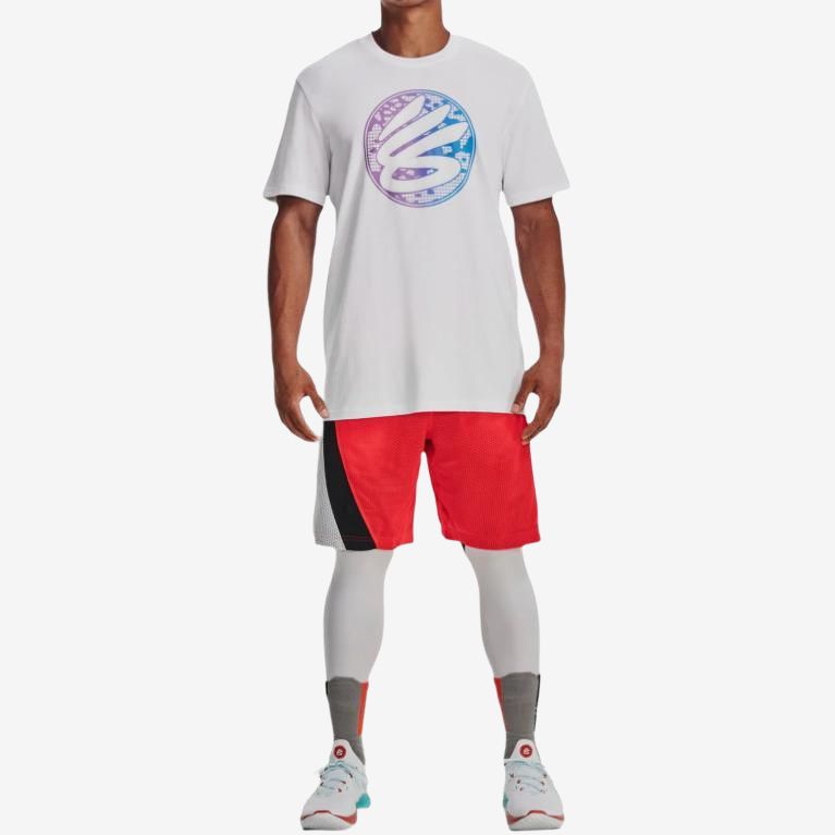 Under Armour Printed Crew Neck Pullover Short Sleeve T-Shirt Men Tops White 1376274-100