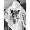 Herren Angel Element Graffiti Dorn Streetwear Hip Hoodie Punk Stil Hoodie Normale Passform Outdoor Freizeit Langarm Pullover