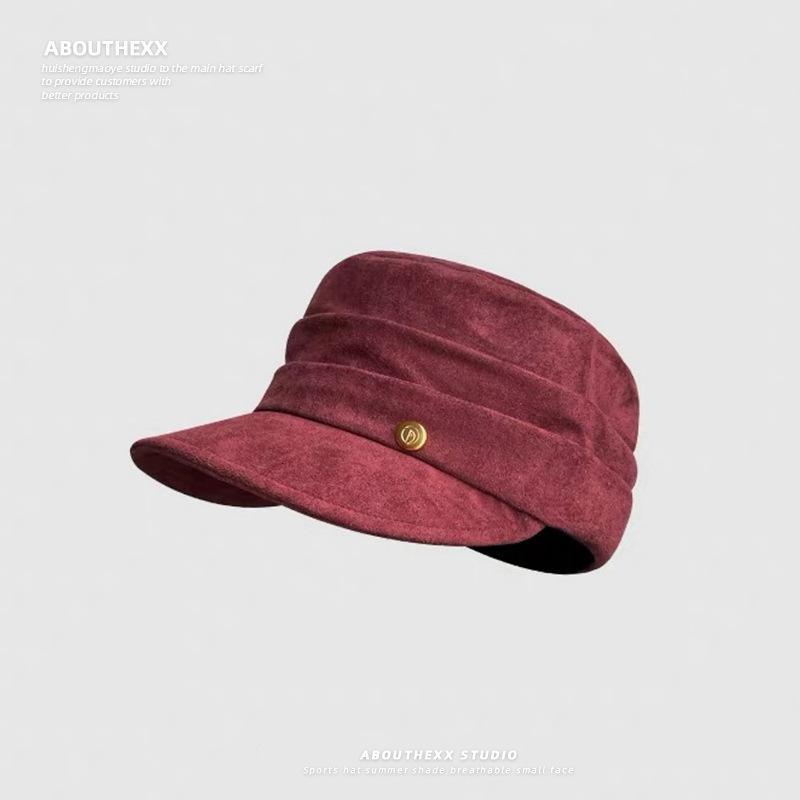 

Новые осенне-зимние замшевые кепки Детские кепки с плоским верхом в стиле ретро Универсальные восьмиугольные кепки, которые подчеркивают лицо и кепки газетчика M（56-58cm）