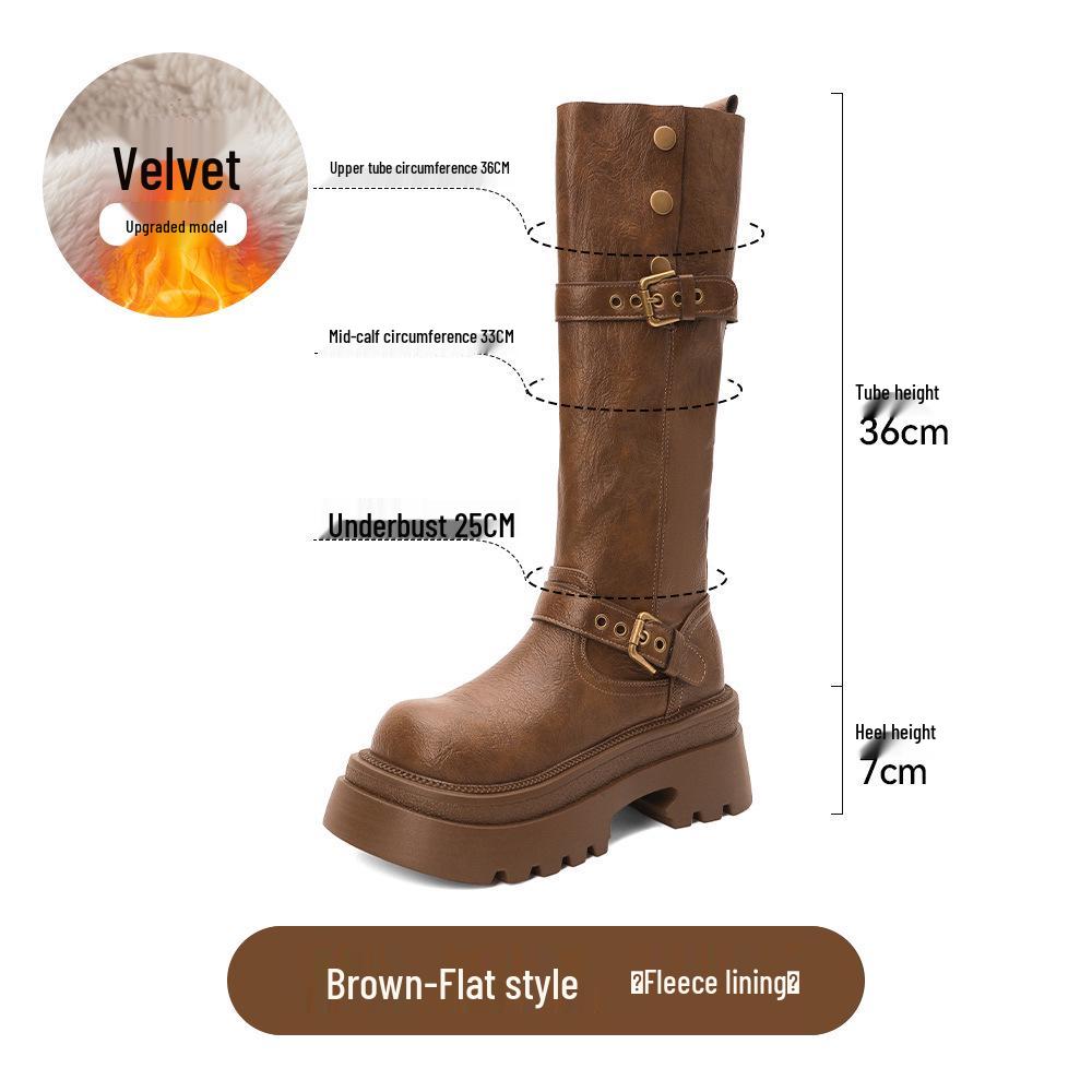 

Женские ковбойские сапоги Meilard - 2025 Осень Коричневые, Высокие, для активного отдыха и путешествий. 39