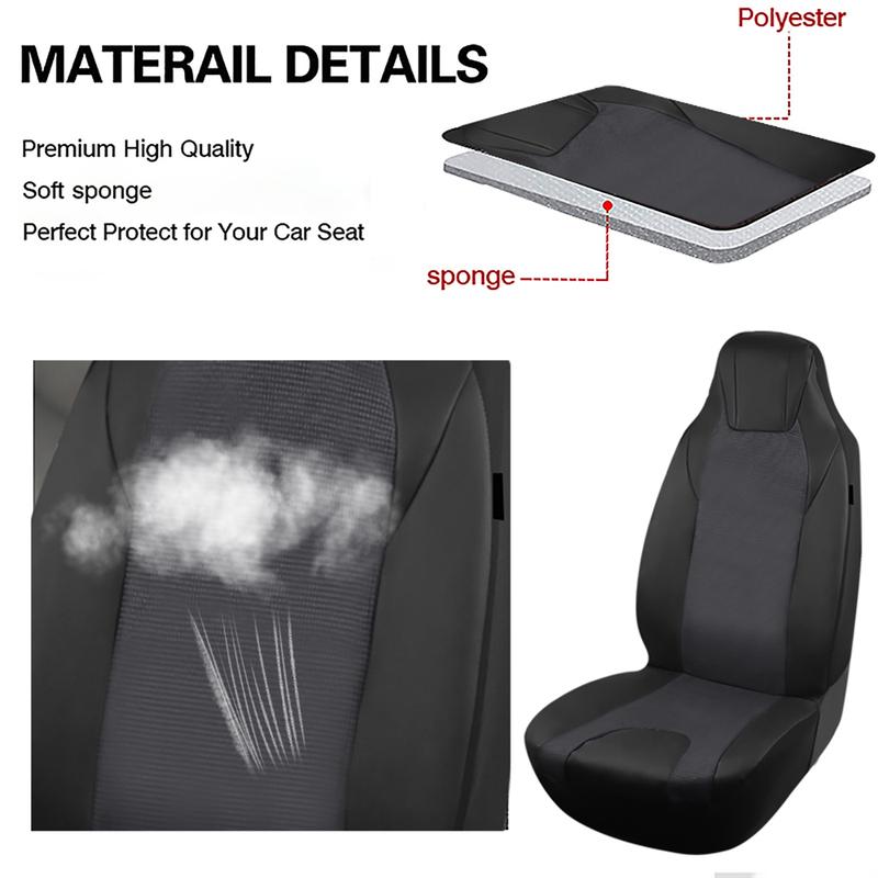 AUTO PLUS High Back Car Seat Covers Universal Size Fit For Most Car SUV PU Leather Spliced With Dot Jacquard Fabric Seat covers