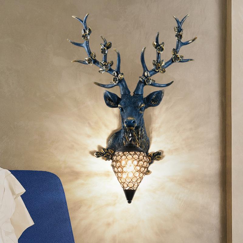 Sika Deer Wealth-Attracting Retro Wall Lamp for Living Room, Bedroom, Hallway, or Staircase