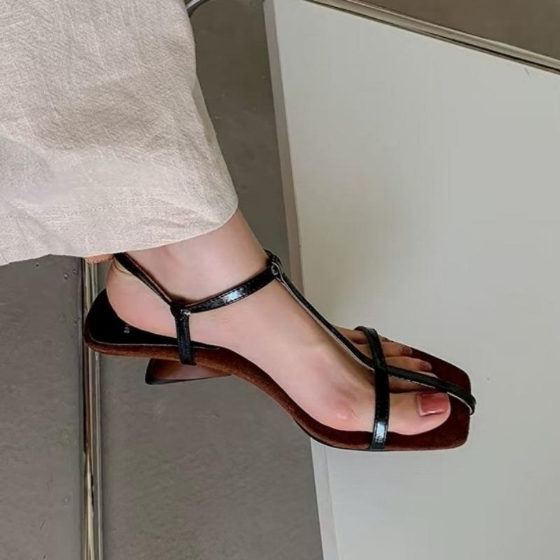 Fashion Sexy Women Heeled Sandals Square Toe High Heels Shoes Woman Slingback 2025 Trend Summer Elegant Pumps Dress Shallow Sandalias