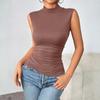 Women's Sleeveless Turtleneck Slim Fit Stretch Basic Casual Tank Top Soft Fabric Comfortable Fit Suitable for Layering and Everyday Wear