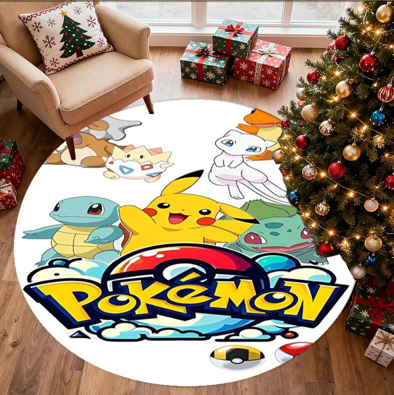 Pokemon Pattern Round Rug, Indoor/Outdoor Mat, for Picnic, Gameroom, Bedroom, Office, Living Room, Home Decor Carpet, Birthday Gift