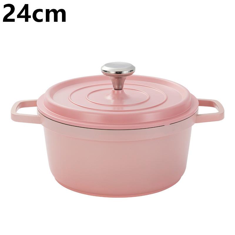 Enameled Cast Aluminum Dutch Oven With Lid 4.7L Nonstick Pan for Bread Baking Casserole Dish Enamel Coating For All Heat Source