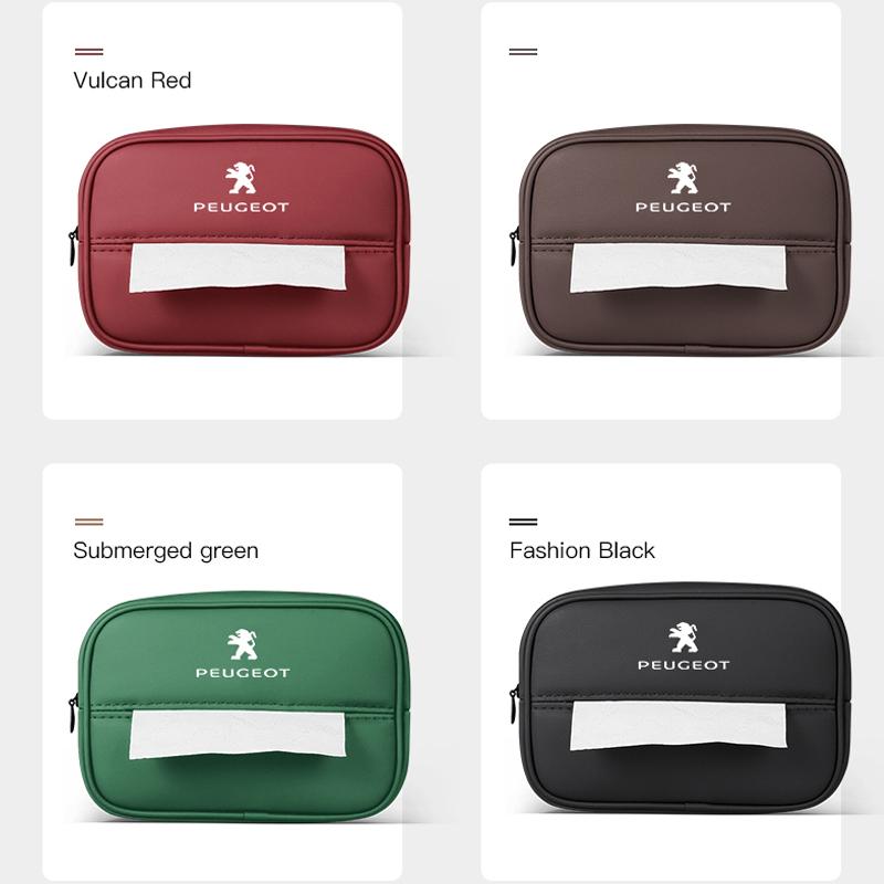 Car Logo Tissue Box Seat Hanging Paper Towel Storage Bag For Peugeot 2008 208 308 508 4008 408 3008 307 207 107 607 106 406 407