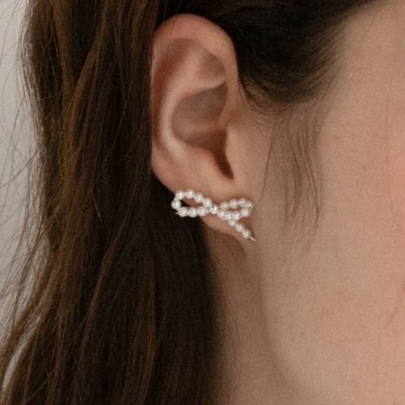 BEFORE MOONRISE [Silver 925] Ribbon Pearl Earrings SE230