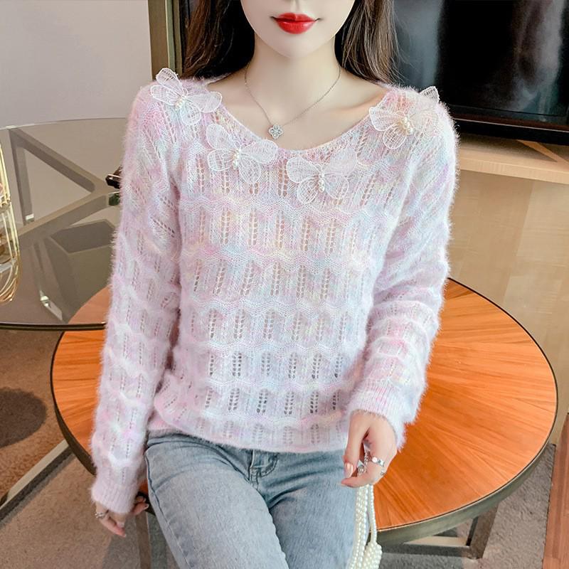 Spring 3D Butterfly Knit Top: Stylish, Colorful Pullover Sweater for Trendy Women