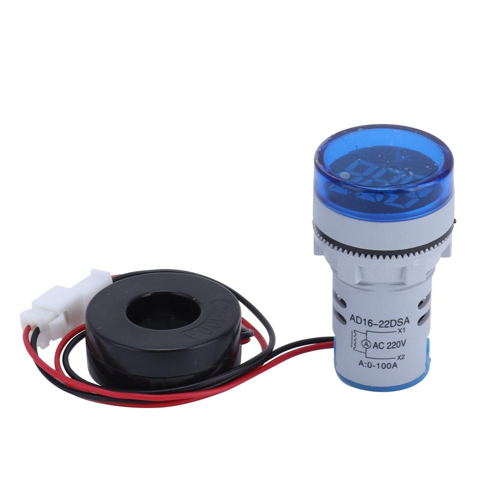 Digital Current Meter Ammeter Signal Indicator Lamp Light AC 220V AD16‑22DSA