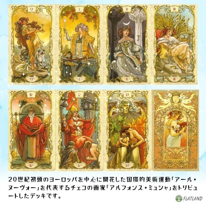Tarot Mucha Tarot Leganleitung mit japanischen Anweisungen, Authentische Tarotkarten, 78 Karten