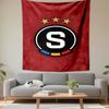 Red Shield with Letter S and Stars Patterned Tapestry Decorative Wall Hanging, Home Bedroom Living Room Decor