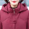Winter Down Coats for Women Vintage Parkas Hooded Elegant Thick Warm Middle Age Women's Down Jackets Embroidery Outerwears