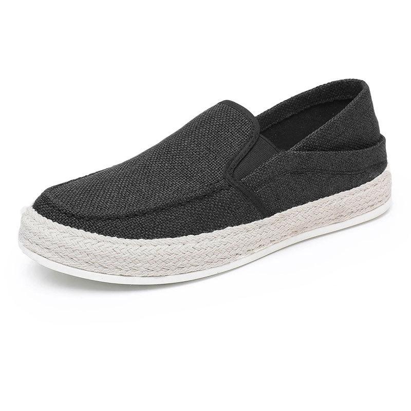 Chaussures d'homme en lin printemps et été nouvelles simples rétro chaussures de pêcheur chaussures d'homme une pédale respirantes plates chaussures paresseuses