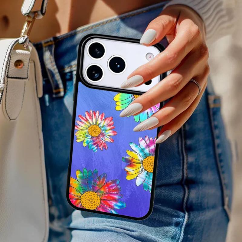 Hippie Daisy Tie-dye Flower Phone Case For iPhone 17 Air 14 15 13 12 Max Cover For Apple 14 15 16 16e 11 Pro Max Plus